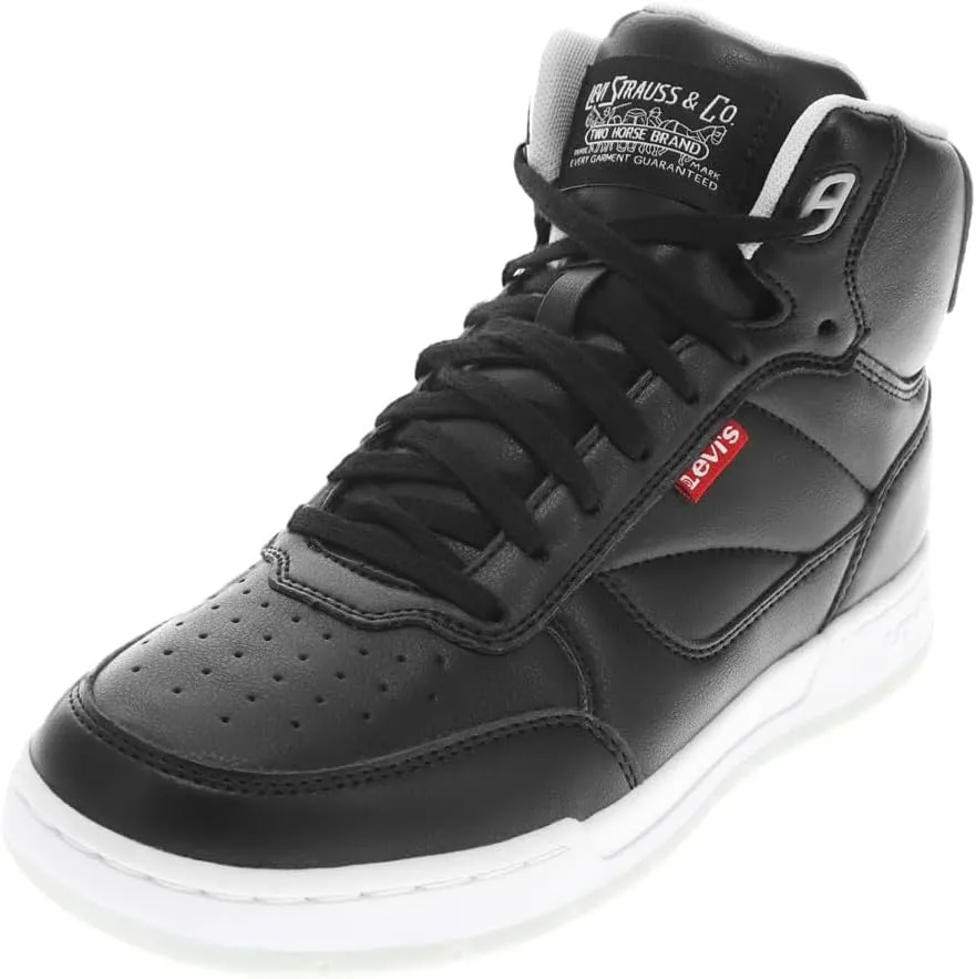 Levi's Womens Venice Synthetic Leather Casual High Top Sneaker Shoe, Black/Grey/Blue, 6.5 M