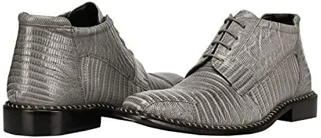 LIBERTYZENO Mens Lizard Print Genuine Leather Adults Ankle Boots Lace Up Dress Shoes for Prom Graduation