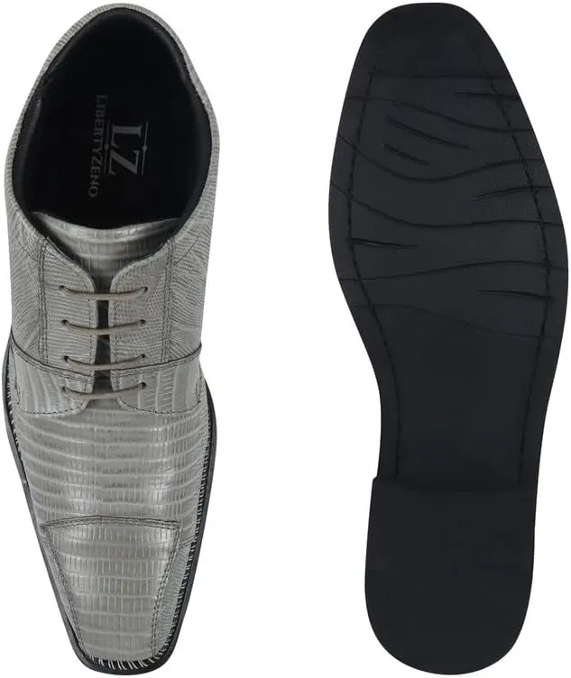 LIBERTYZENO Mens Lizard Print Genuine Leather Adults Ankle Boots Lace Up Dress Shoes for Prom Graduation