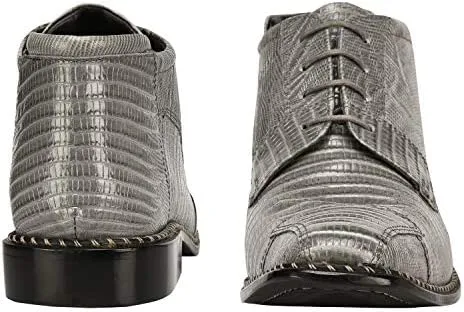 LIBERTYZENO Mens Lizard Print Genuine Leather Adults Ankle Boots Lace Up Dress Shoes for Prom Graduation