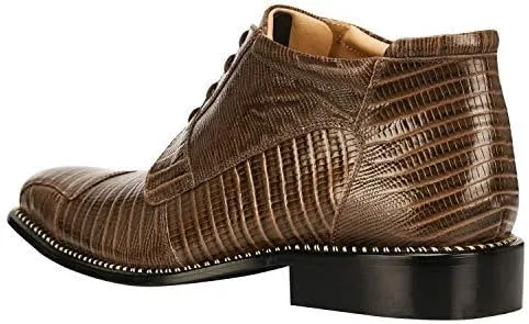 LIBERTYZENO Mens Lizard Print Genuine Leather Adults Ankle Boots Lace Up Dress Shoes for Prom Graduation