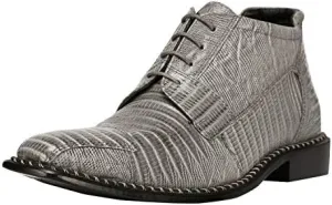 LIBERTYZENO Mens Lizard Print Genuine Leather Adults Ankle Boots Lace Up Dress Shoes for Prom Graduation
