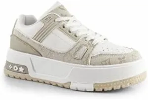 Liliana Women's Landa-2 Round Toe Classic Sneaker Printed Pattern with Thick Platform