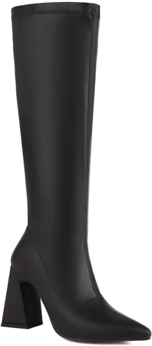 LISYIIZ Women's BS260 Manmade Chukka Boots Mid Calf Pigskin Leather High Block Mid Calf Boots