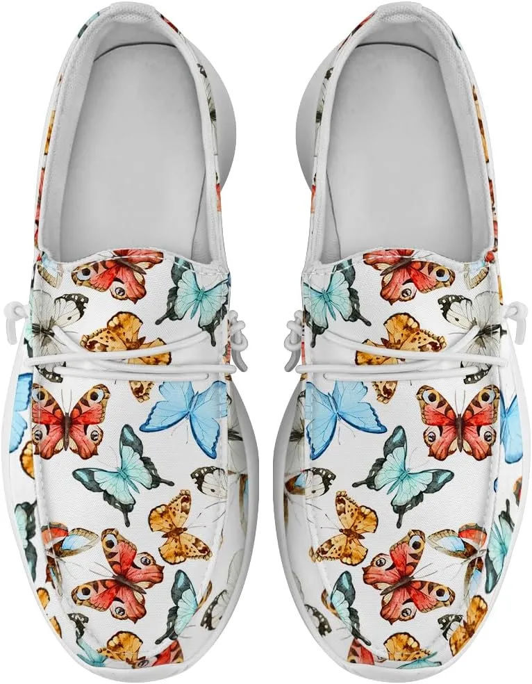 Loafers for Women Butterfly Slip-on Shoes White Walking Shoes Gifts for Mom Wife
