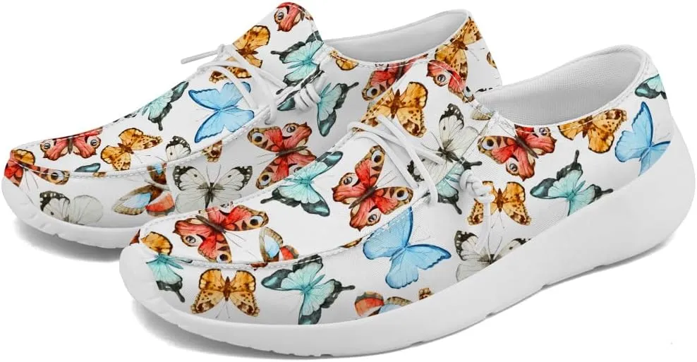 Loafers for Women Butterfly Slip-on Shoes White Walking Shoes Gifts for Mom Wife