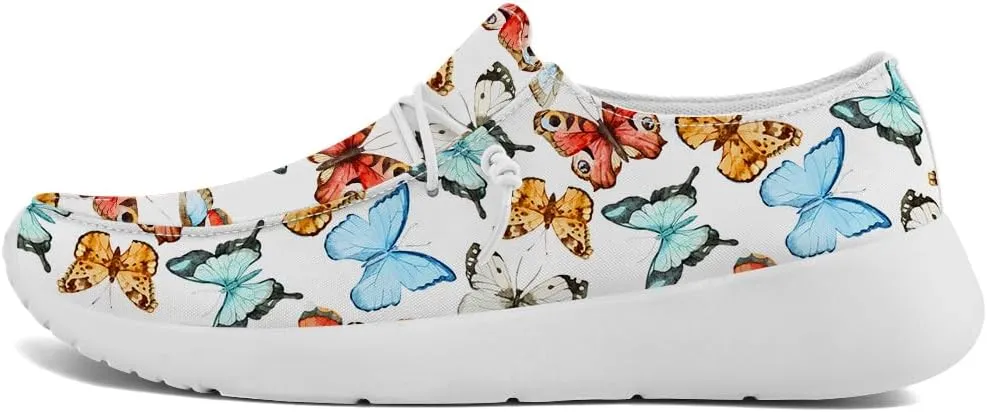 Loafers for Women Butterfly Slip-on Shoes White Walking Shoes Gifts for Mom Wife