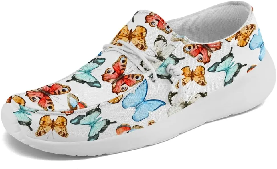 Loafers for Women Butterfly Slip-on Shoes White Walking Shoes Gifts for Mom Wife