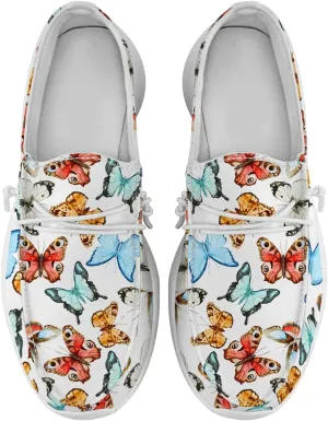 Loafers for Women Butterfly Slip-on Shoes White Walking Shoes Gifts for Mom Wife