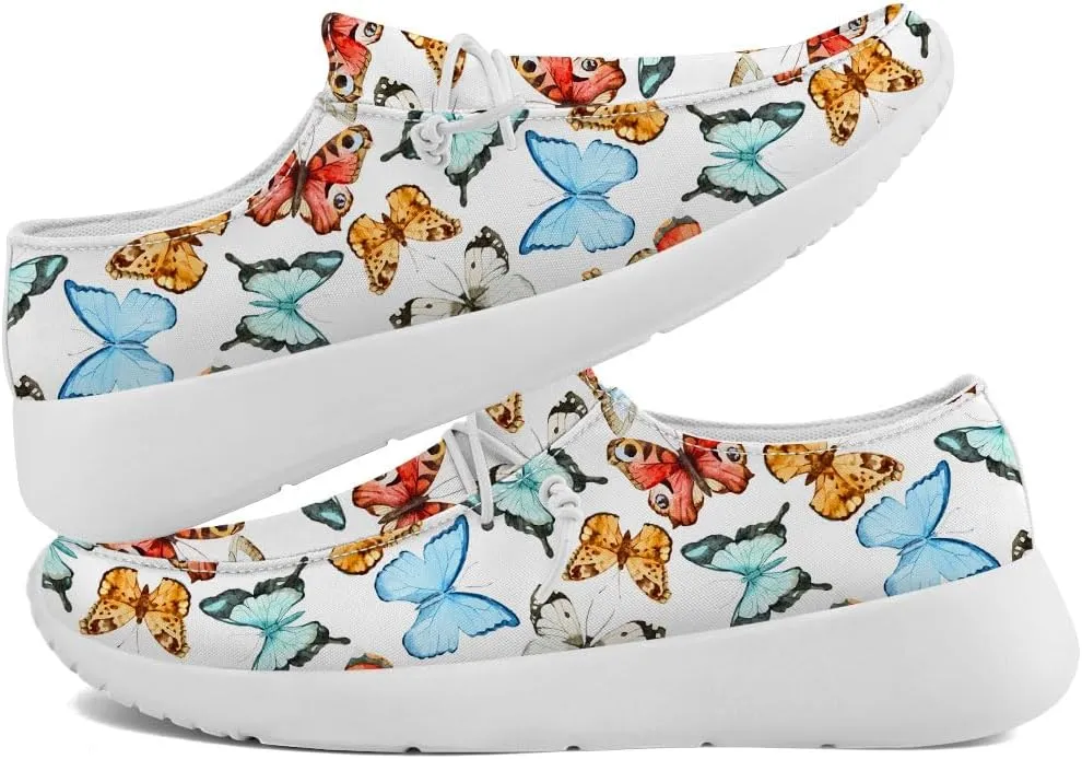 Loafers for Women Butterfly Slip-on Shoes White Walking Shoes Gifts for Mom Wife