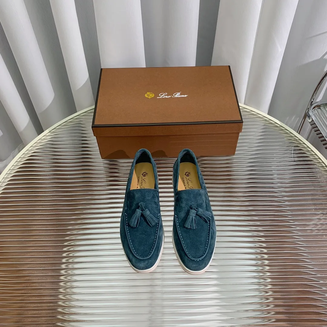 lp dot sole walk loafer peacock blue suede