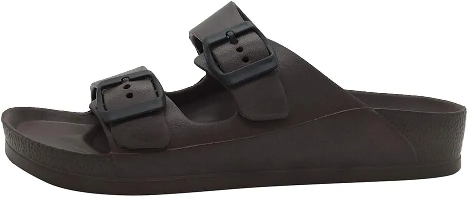 Luffymomo Adjustable Slip on Eva Double Buckle Slides Comfort Footbed Thong Sandals for Womens