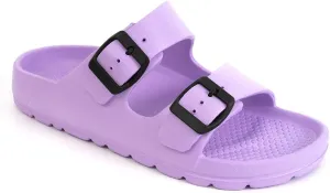 Luffymomo Adjustable Slip on Eva Double Buckle Slides Comfort Footbed Thong Sandals for Womens