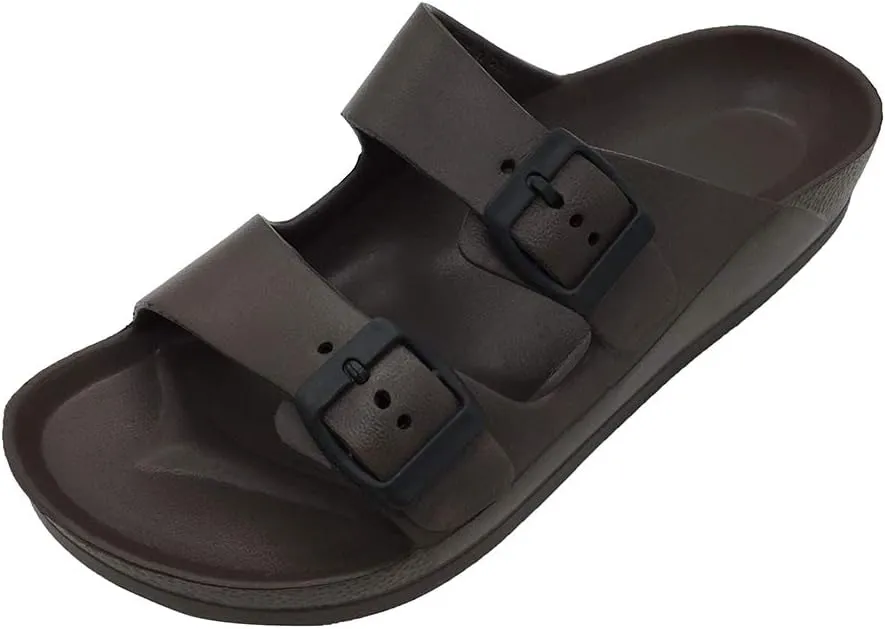 Luffymomo Adjustable Slip on Eva Double Buckle Slides Comfort Footbed Thong Sandals for Womens