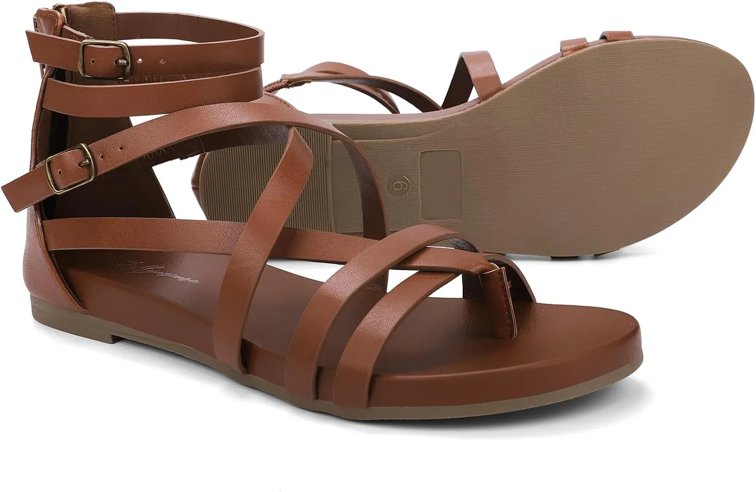 Luffymomo Women's Gladiator Strap Sandals Flat Fisherman Thong Cross Strappy Sandals
