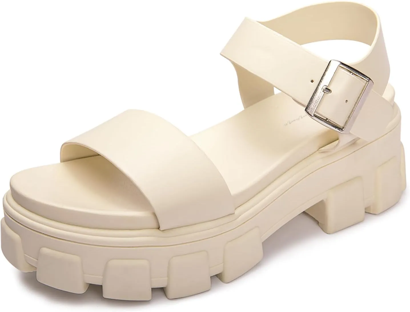 Luffymomo Women's Platform Wedge Sandals Lug Sole Sandals Adjustable Ankle Strap Chunky Heels