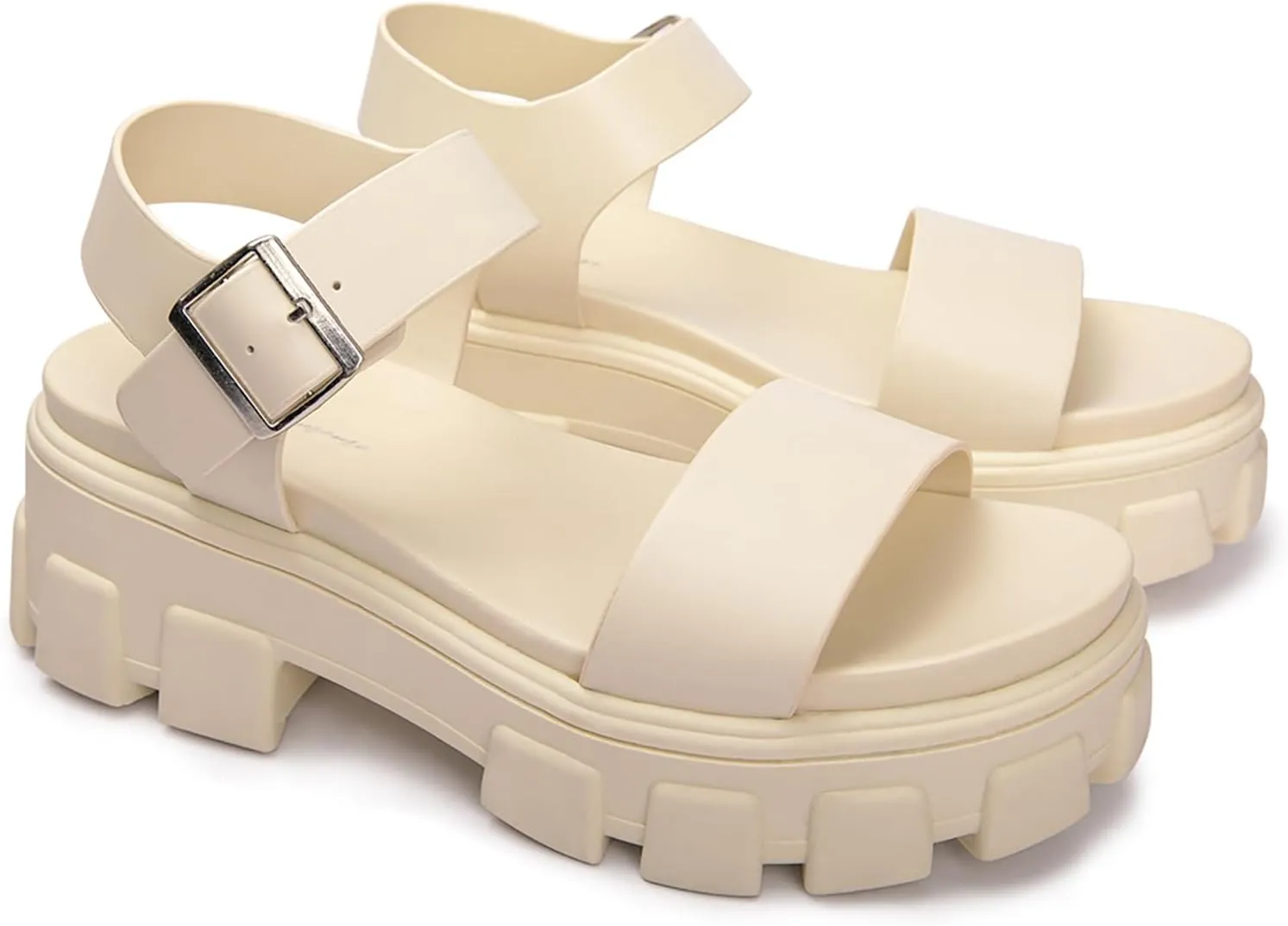 Luffymomo Women's Platform Wedge Sandals Lug Sole Sandals Adjustable Ankle Strap Chunky Heels