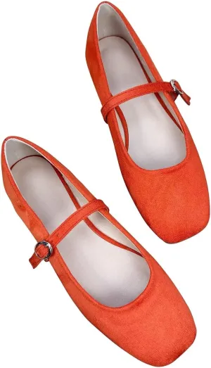 LUXINYU Women Comfortable Round Toe Mary Jane Shoes Cozy Warm Velvet Suede Flats Ankle Strap Casual Ballet Office Shoes