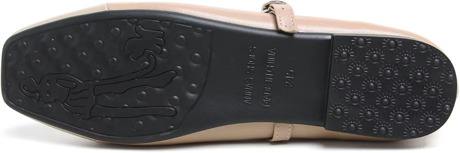 LUXINYU Women Mary Jane Flats Comfortable Leather Shoes Adjustable Buckle Straps Low Heel Round Toe Ballet Flats Work Casual Shoes