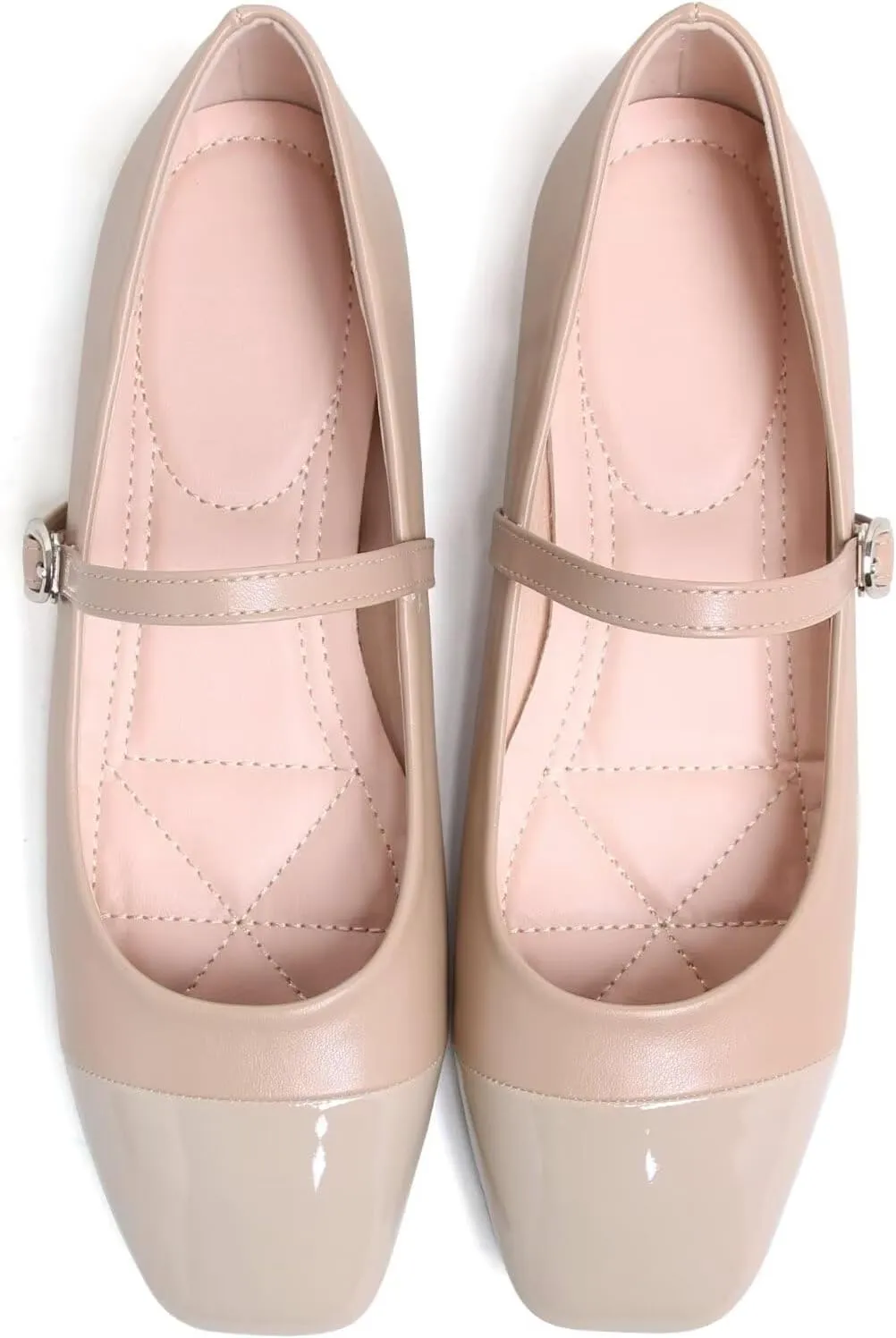LUXINYU Women Mary Jane Flats Comfortable Leather Shoes Adjustable Buckle Straps Low Heel Round Toe Ballet Flats Work Casual Shoes