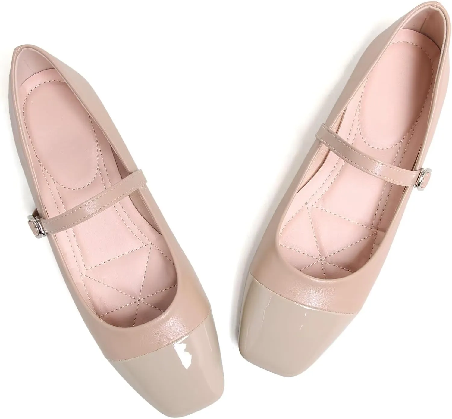 LUXINYU Women Mary Jane Flats Comfortable Leather Shoes Adjustable Buckle Straps Low Heel Round Toe Ballet Flats Work Casual Shoes