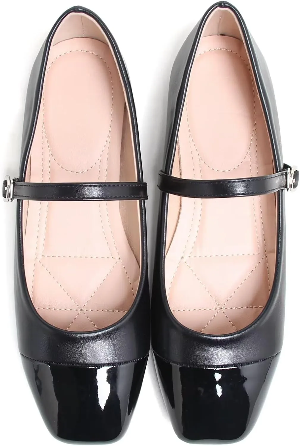 LUXINYU Women Mary Jane Flats Comfortable Leather Shoes Adjustable Buckle Straps Low Heel Round Toe Ballet Flats Work Casual Shoes
