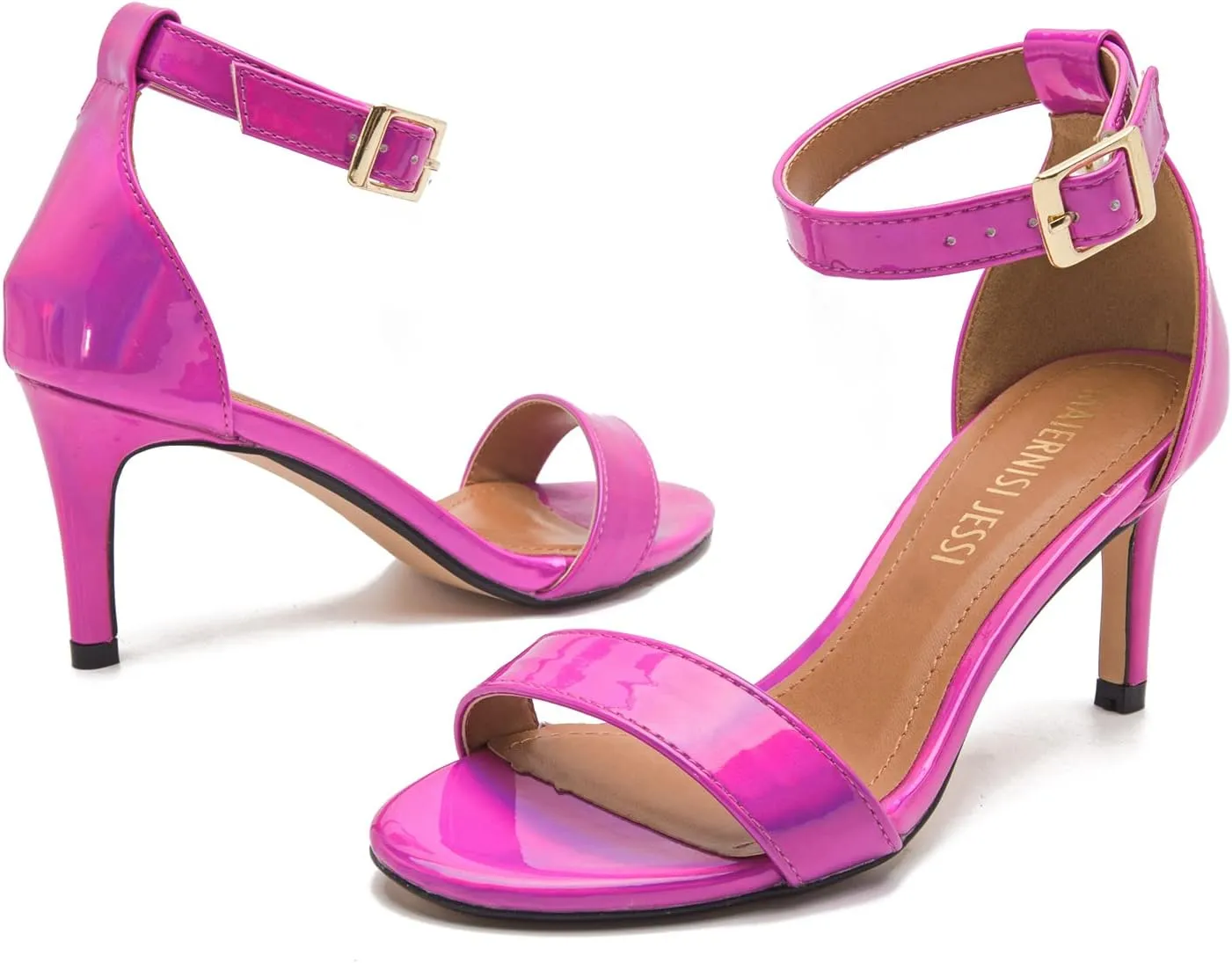 MAIERNISI JESSI Unisex Men's Women's Sandals Ankle Strap Kitten High Heel