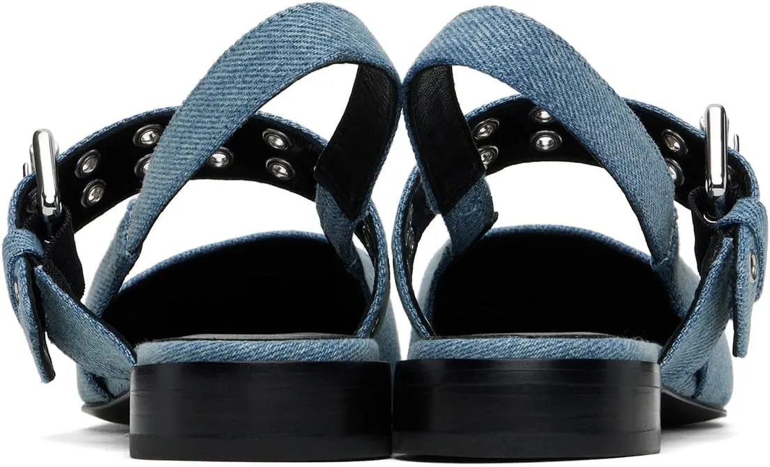 Maiyang Women Closed Sqaure Toe Slingback Flat Sandals Adjustable Buckle Backless Fashion Shoes for Daily Walking Size 4-16 US