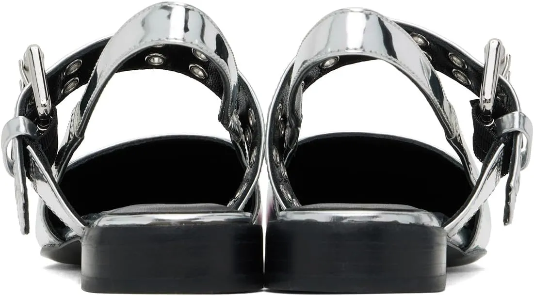 Maiyang Women Closed Sqaure Toe Slingback Flat Sandals Adjustable Buckle Backless Fashion Shoes for Daily Walking Size 4-16 US