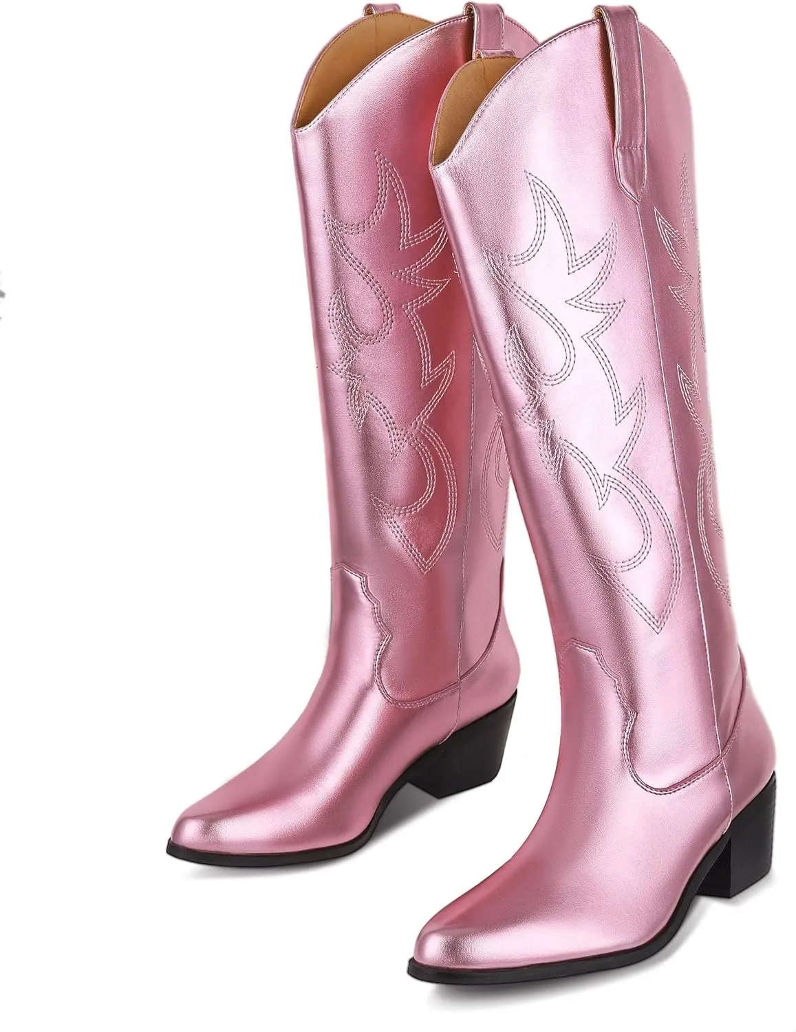 MeiLuSi Knee High Cowboy Boots Women's Cowgirl Boots for Women Embroidered Fashion Pull on Tall Western Boot