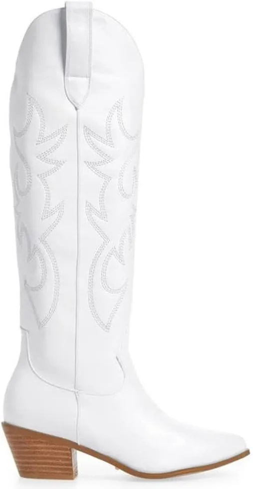 MeiLuSi Knee High Cowboy Boots Women's Cowgirl Boots for Women Embroidered Fashion Pull on Tall Western Boot
