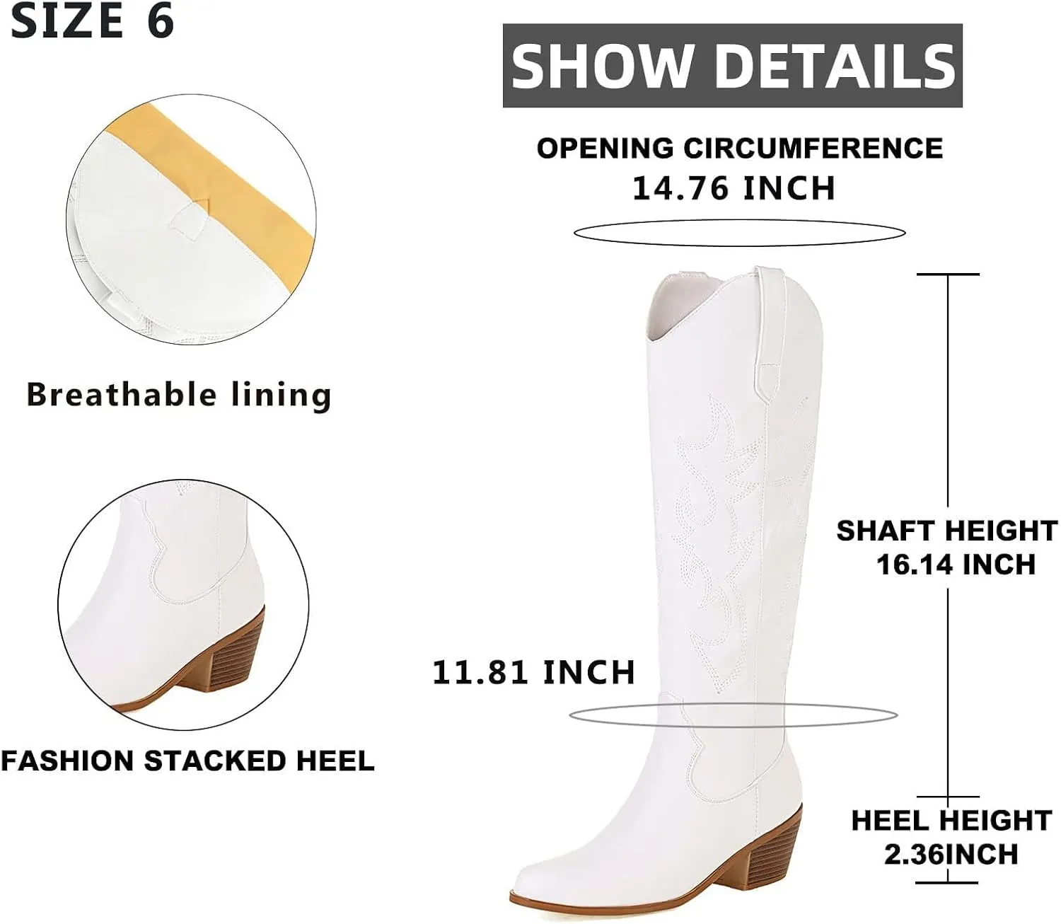 MeiLuSi Knee High Cowboy Boots Women's Cowgirl Boots for Women Embroidered Fashion Pull on Tall Western Boot