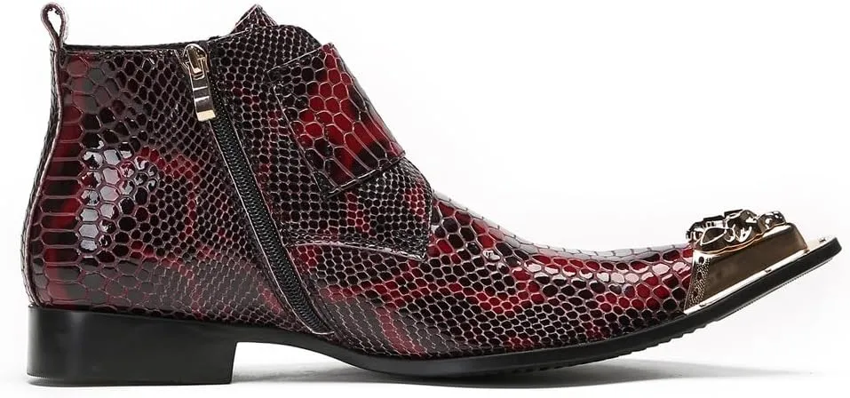 Men Ankle Chelsea Boots Stylish Dress Party Handmade Genuine Leather Western Boot Metal Pointed Toe Double Monk Straps Cowboy Boots for Men ?