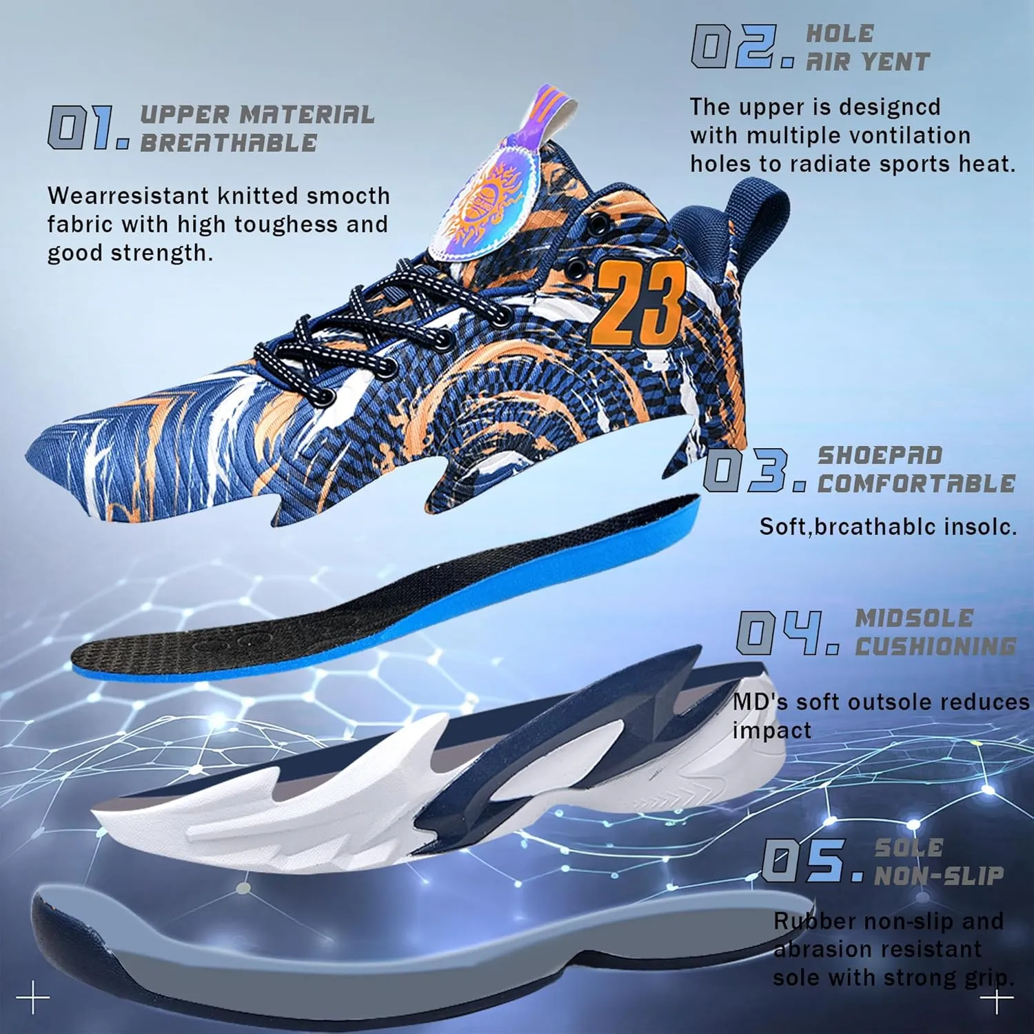 Men Basketball Shose Breathable Men Non Slip Outdoor Fashion Sneakers
