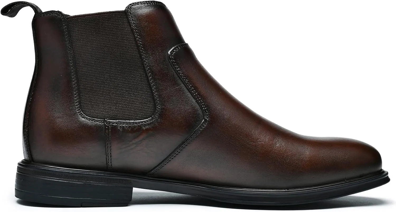 Mens Chelsea Dress Boots Classic Stylish Casual Leather Slip On Ankle Boot for Men
