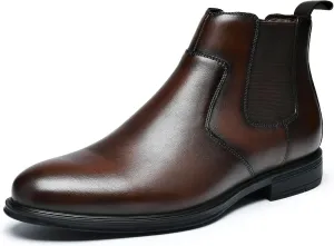 Mens Chelsea Dress Boots Classic Stylish Casual Leather Slip On Ankle Boot for Men