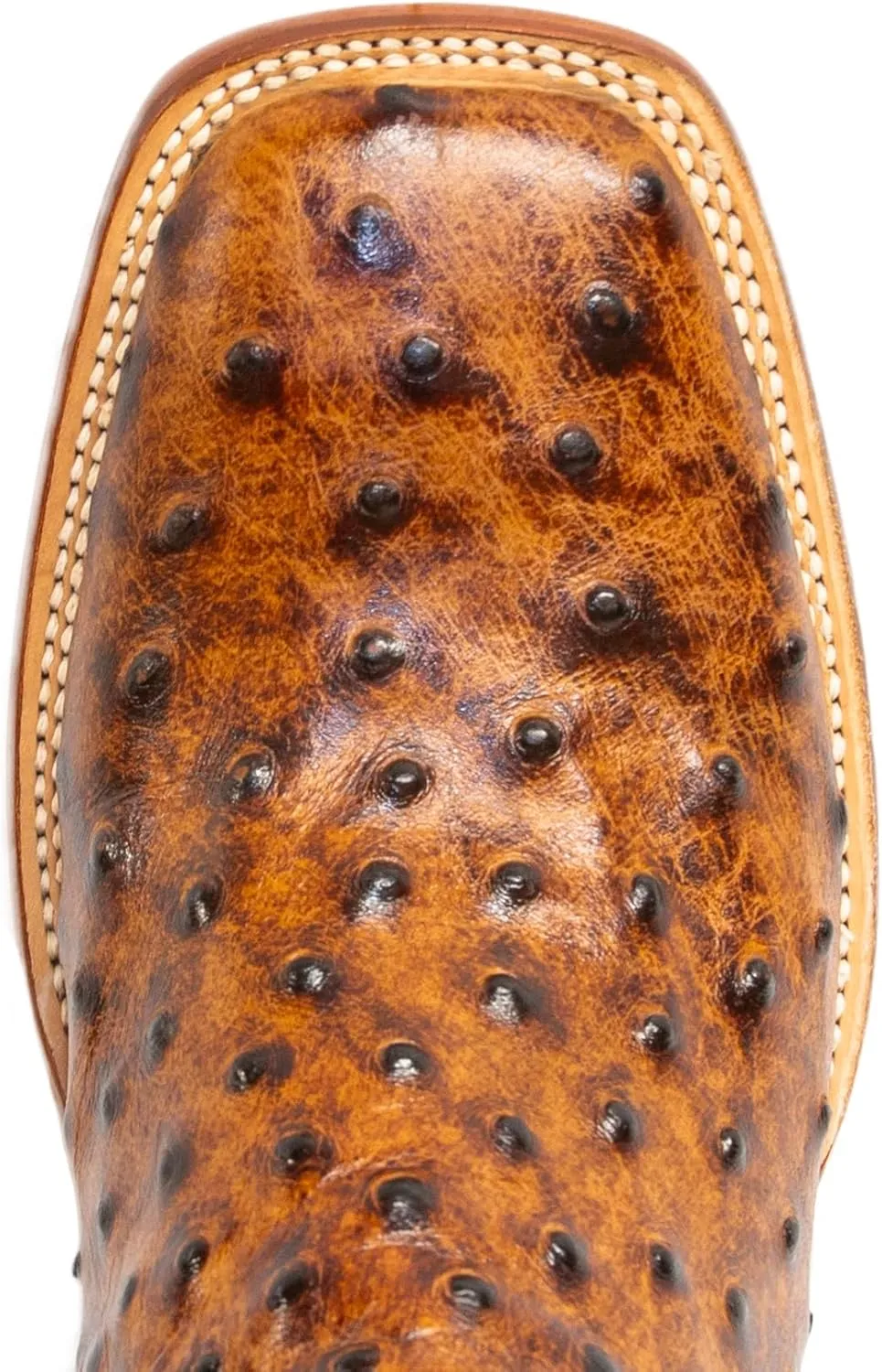 Men's Cowboy Boots Ostrich Print Rustic Cognac/Cognac Top