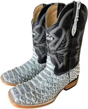 Men's Exotic Pattern Western Cowboy Slip-On Square Toe Boots in Leather-Alex Series Snake, Caiman & Ostrich Styling bota de vaquero para hombre