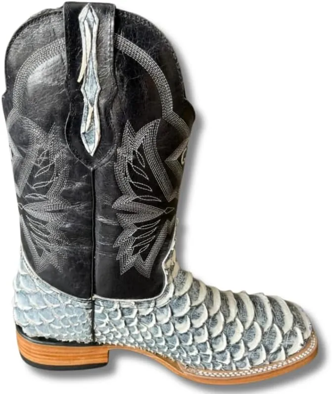 Men's Exotic Pattern Western Cowboy Slip-On Square Toe Boots in Leather-Alex Series Snake, Caiman & Ostrich Styling bota de vaquero para hombre