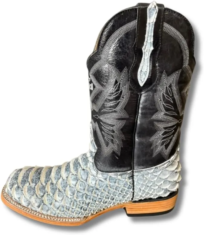 Men's Exotic Pattern Western Cowboy Slip-On Square Toe Boots in Leather-Alex Series Snake, Caiman & Ostrich Styling bota de vaquero para hombre