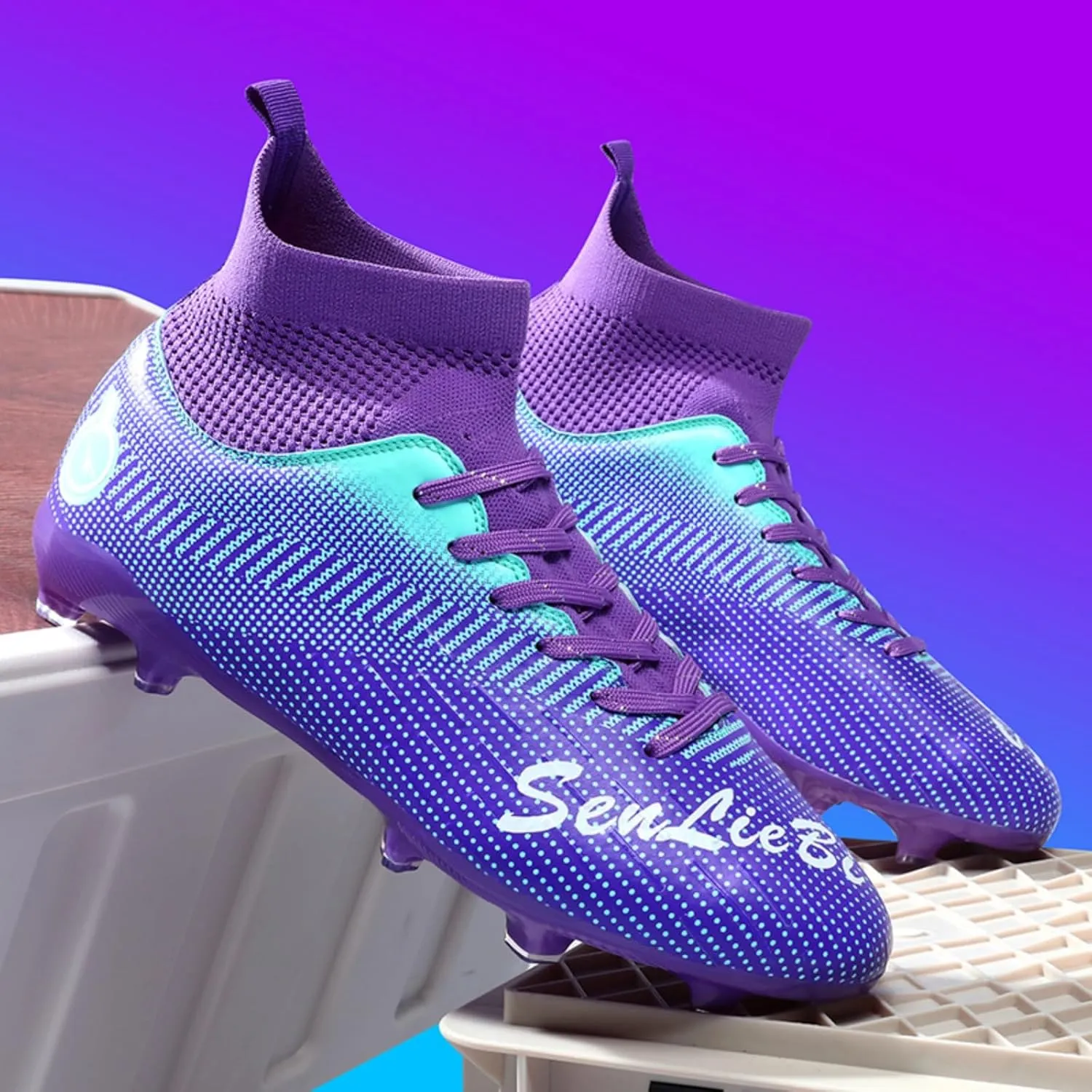 Men's Fashion High-Top Cleats Soccer Shoes Football Boots Outdoor Professional Training Athletic Turf Lacrosse Sports Sneakers