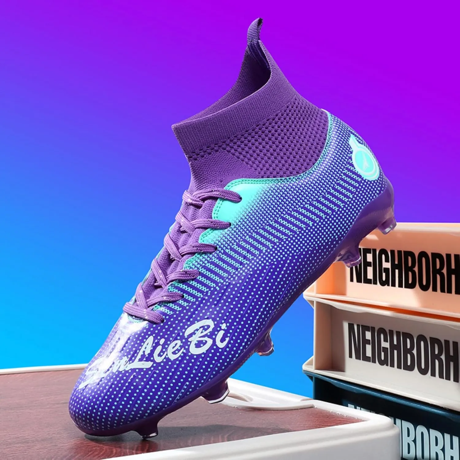 Men's Fashion High-Top Cleats Soccer Shoes Football Boots Outdoor Professional Training Athletic Turf Lacrosse Sports Sneakers