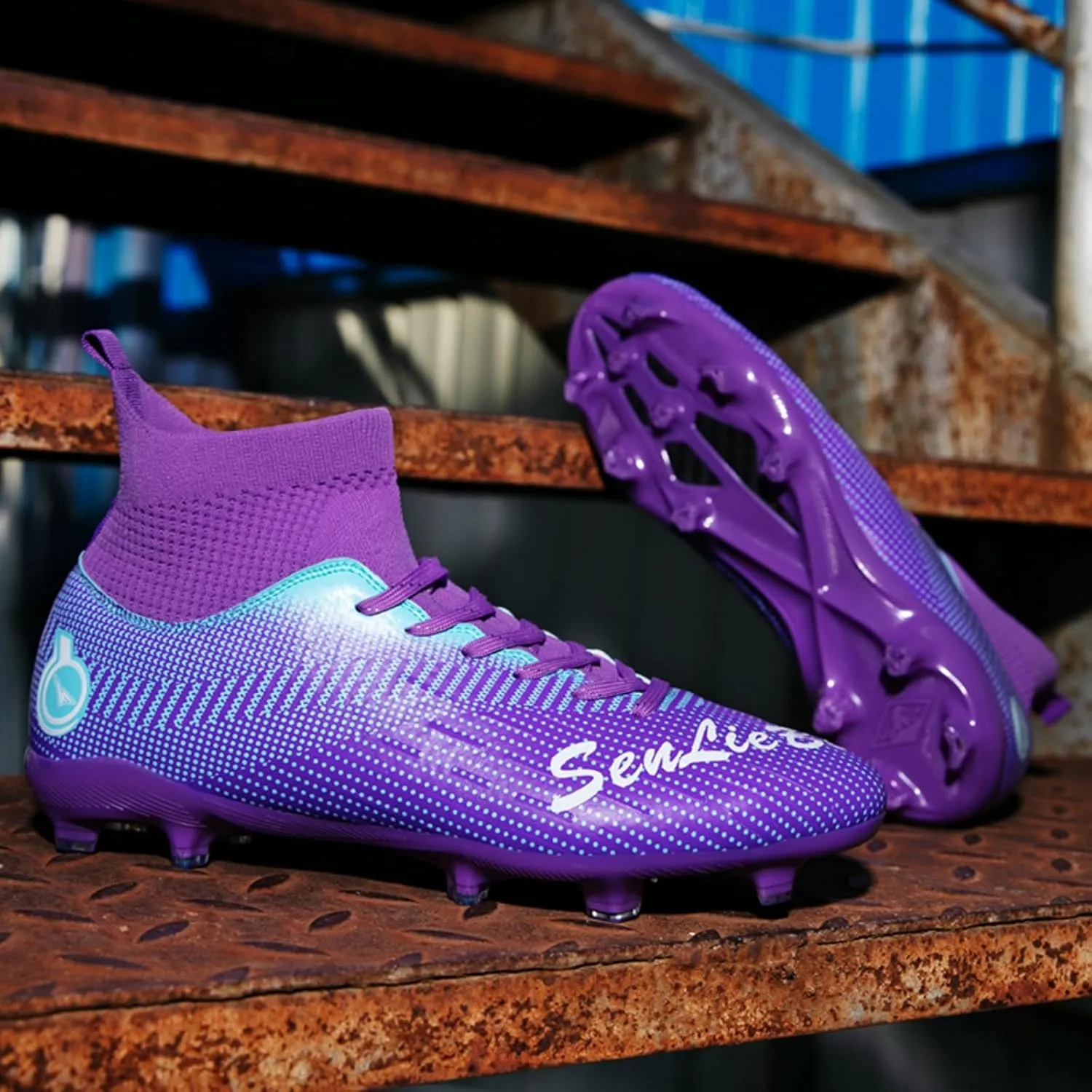 Men's Fashion High-Top Cleats Soccer Shoes Football Boots Outdoor Professional Training Athletic Turf Lacrosse Sports Sneakers