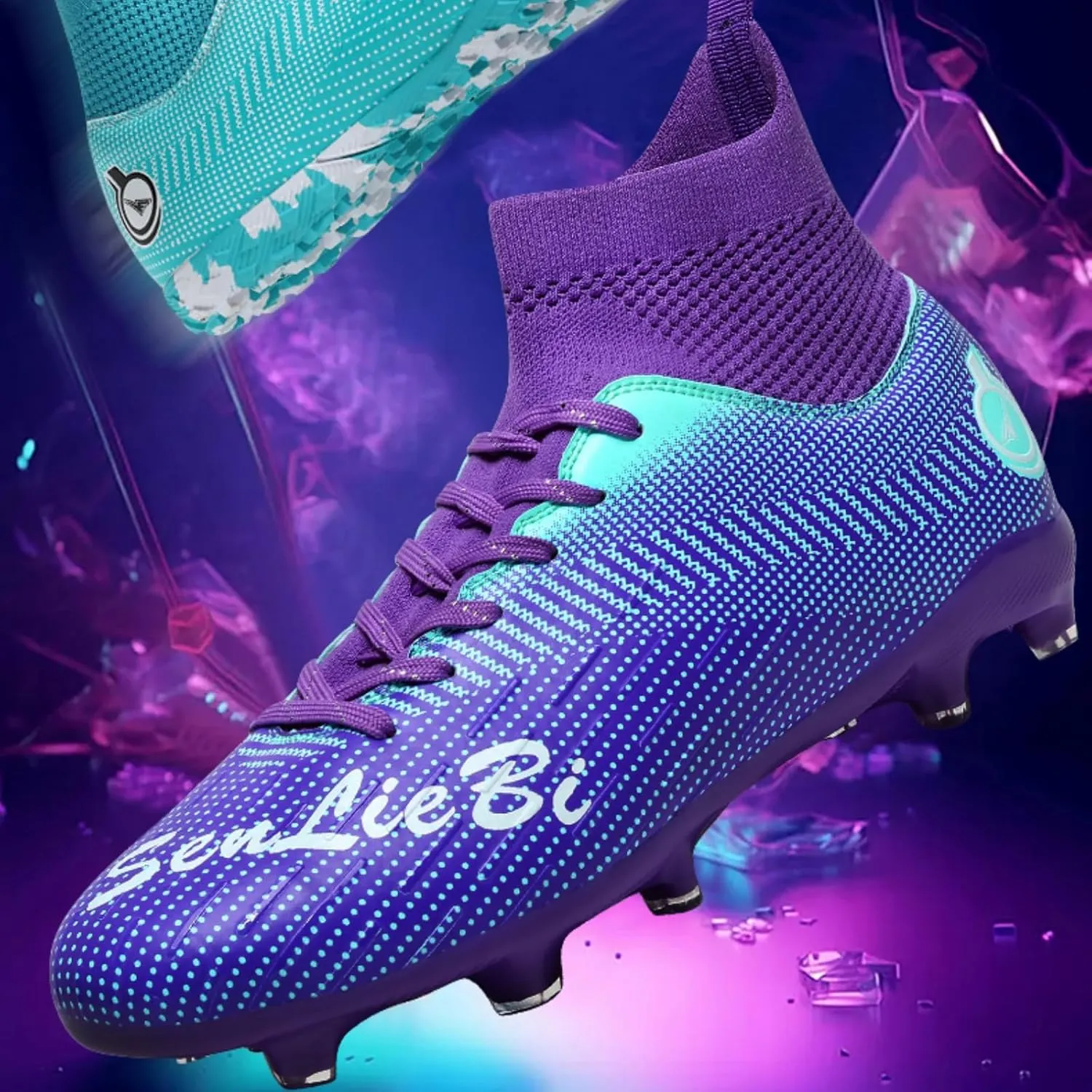 Men's Fashion High-Top Cleats Soccer Shoes Football Boots Outdoor Professional Training Athletic Turf Lacrosse Sports Sneakers
