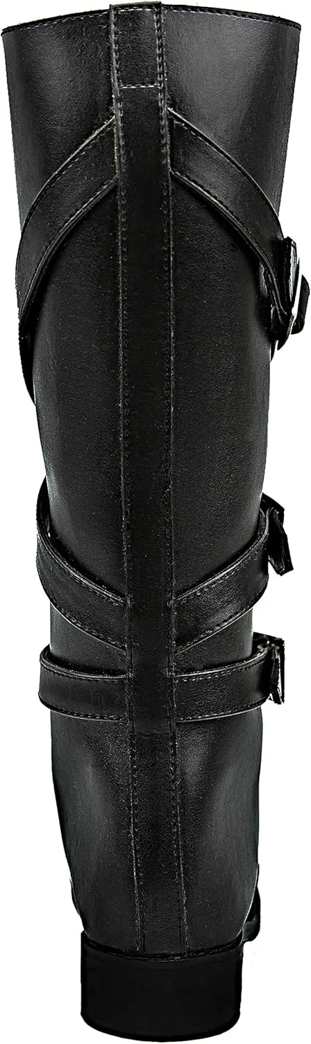 Men's Man Gardena Fashion Stylish Motorcycle Riding Leather Tall Knee High Boots Black