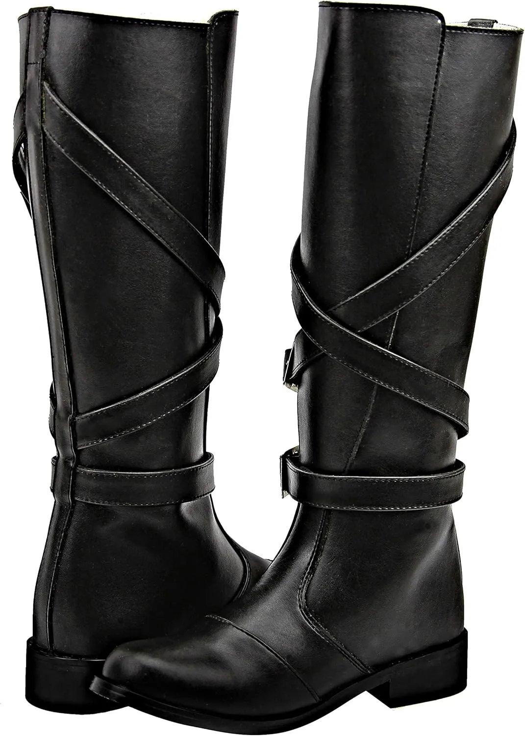 Men's Man Gardena Fashion Stylish Motorcycle Riding Leather Tall Knee High Boots Black