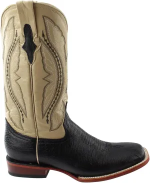 Mens Morgan Smooth Ostrich Square Toe Casual Boots Mid Calf - Black