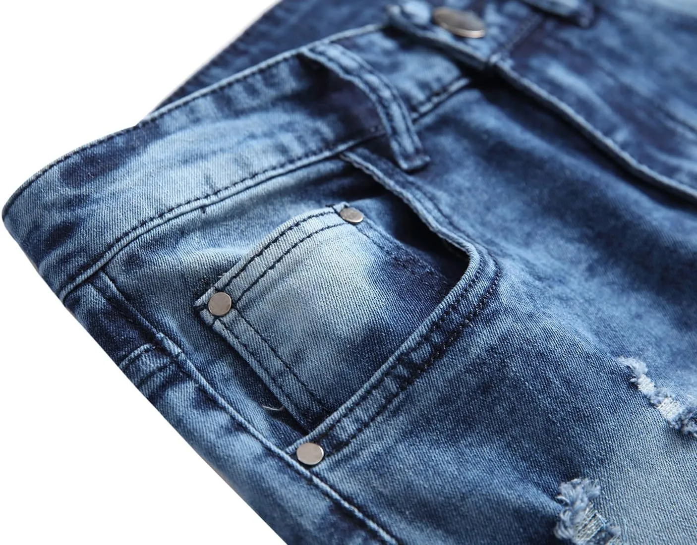 Men's Ripped Skinny Stretch Distressed Destroyed Slim Jeans Denim Pants