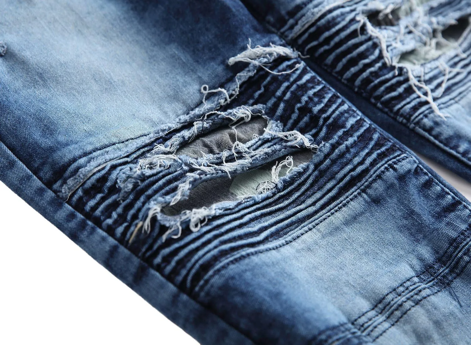 Men's Ripped Skinny Stretch Distressed Destroyed Slim Jeans Denim Pants