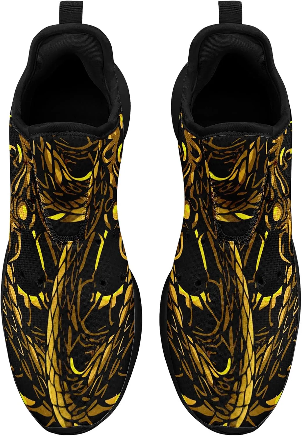 Men's Snake & Floral Sneakers Lightweight Breathable Running Shoes – Trendy Animal Print Athletic Gym Casual Walking Shoes